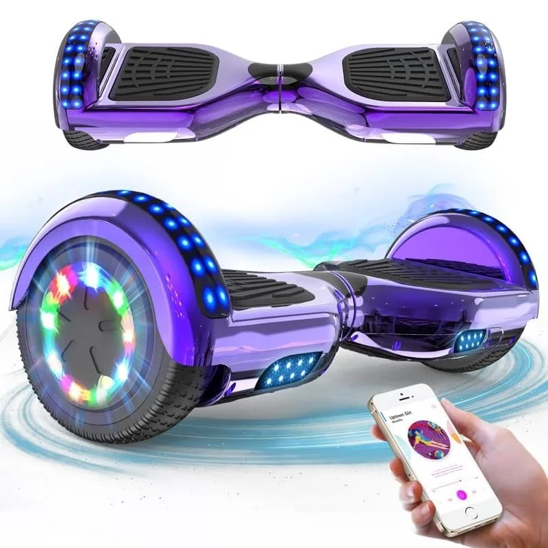 Hoverboards for Kids and Adults 6.5 inch, Segways with Bluetooth – Speaker – Colorful LED Lights, Hover Board Gift for Kids