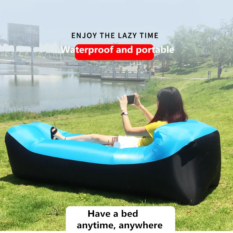 2 PC Outdoor Inflatable Sofa Outdoor Music Festival Portable Cushion Camping Lazy Lunch Bed Beach Air Bed