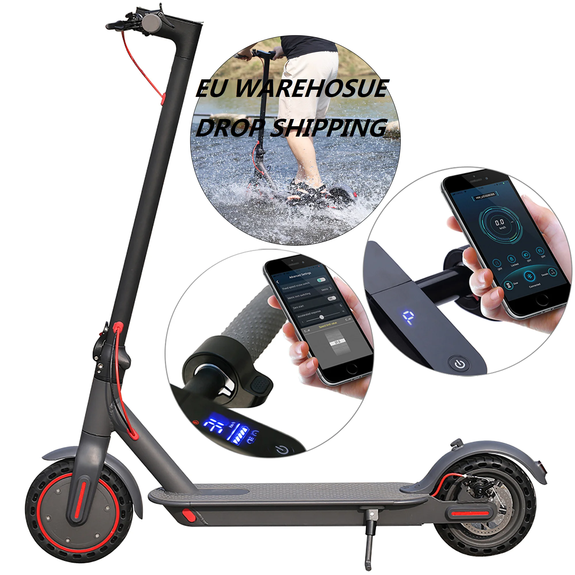 AOVOPRO 7.8-10.5AH Electric Scooter 350W 31KM/H Foldable Electric Kick Scooter 8.5 Inch APP Smart Escooter for Adults