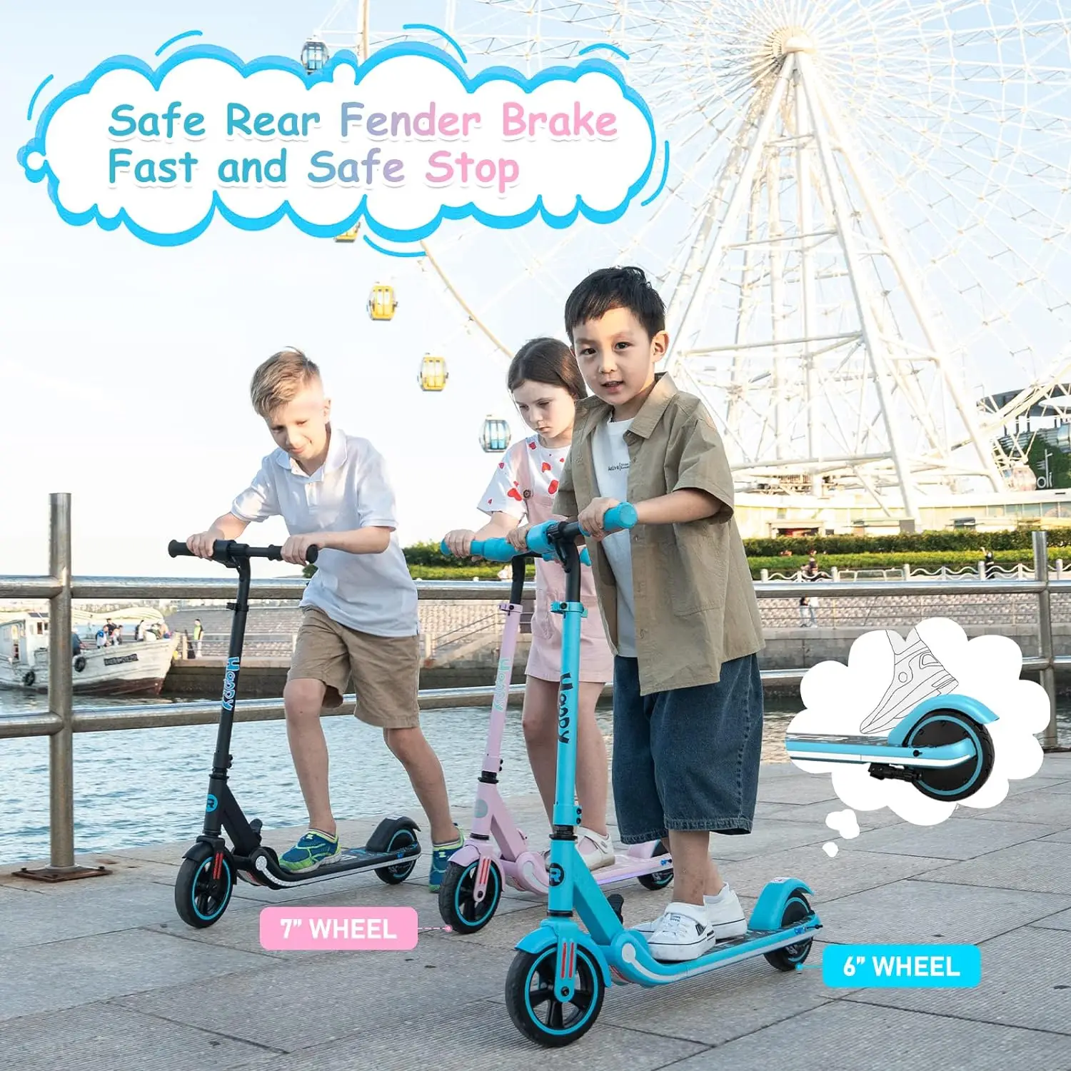 150W MotorElectric Scooter for Kids,- Bluetooth Speaker – Colorful LED Lights – Foldable – LED Display